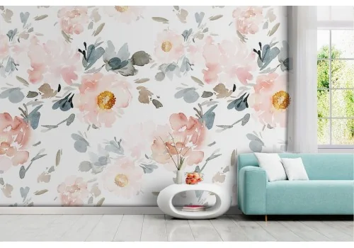 Refined antique pink flowers wallpaper pattern.