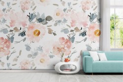 Refined antique pink flower wallpaper pattern.