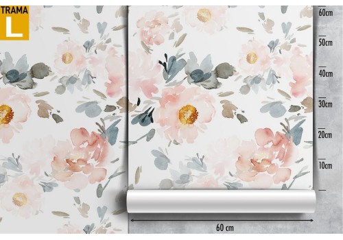 Refined antique pink flower wallpaper pattern. 2