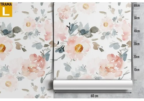 Refined antique pink flower wallpaper pattern. 2