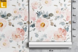 Refined antique pink flower wallpaper pattern.
