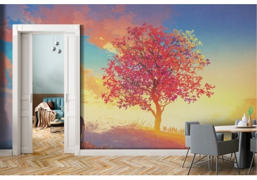 Wallpaper illustration landscape hill with tree