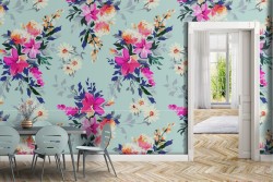 Carta da Parati fiori fucsia pattern moderno.