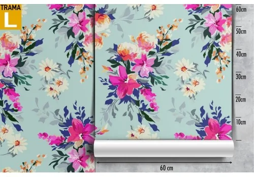 Fuchsia flowers wallpaper modern pattern. 2
