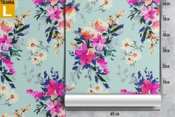 Fuchsia flowers wallpaper modern pattern.