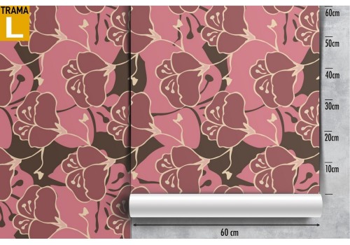Carta da Parati fiori stilizzati pattern rosa. 2