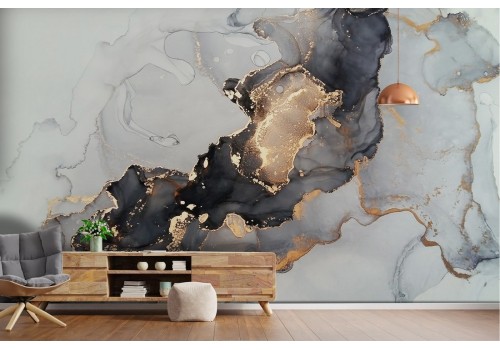 Marble surface wallpaper with gold decorations