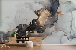 Carta da Parati superficie marmo decori oro