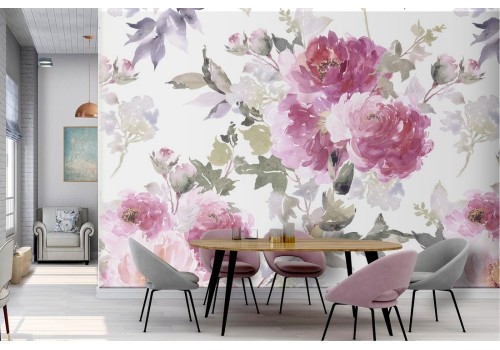 Vintage pink flowers wallpaper pattern.