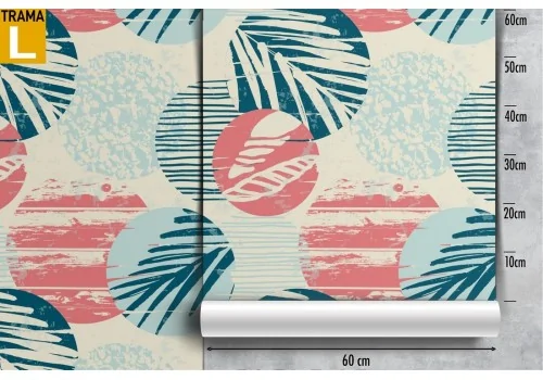 Tropical leaves and polka dots modern pattern wallpaper. 2