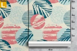 Tropical leaves and polka dots modern pattern wallpaper.