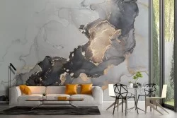 Marble surface wallpaper with gold decorations