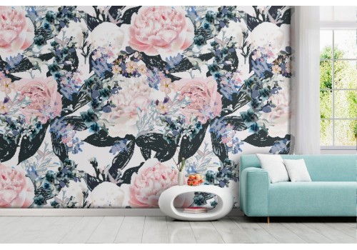 Carta da Parati pattern rose design moderno.