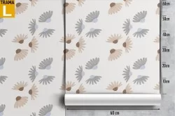 Carta da Parati foglie stilizzate pattern vintage.