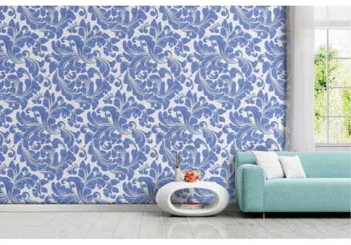 Vintage blue flower wallpaper pattern.