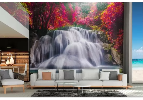 Carta da Parati paesaggio cascata nella foresta