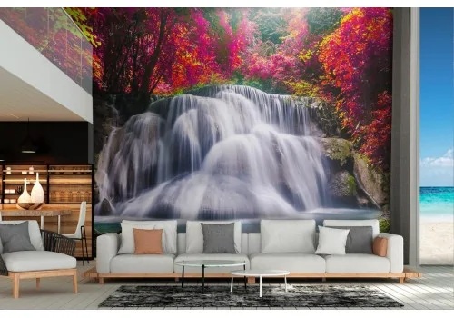 Wallpaper landscape waterfall in the forest