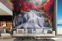 Carta da Parati paesaggio cascata nella foresta