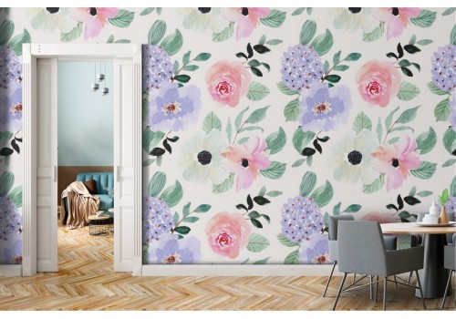 Refined nature rose pattern wallpaper.