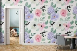 Refined nature rose pattern wallpaper.