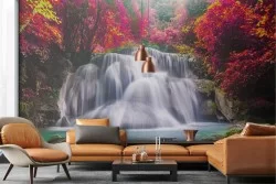 Carta da Parati paesaggio cascata nella foresta