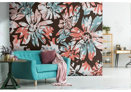 Abstract flowers wallpaper modern design pattern.