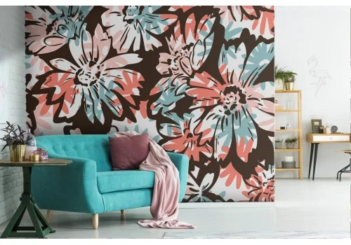 Abstract flowers wallpaper modern design pattern.