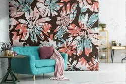 Abstract flowers wallpaper modern design pattern.