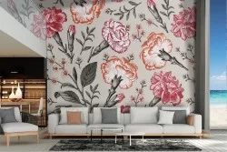 Carta da Parati rose rosse e rosa pattern natura.