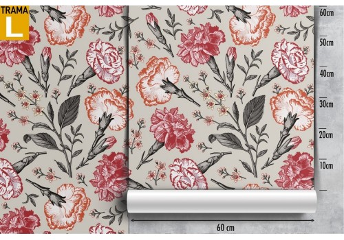 Red and pink roses wallpaper nature pattern. 2