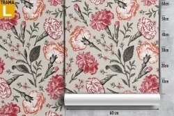 Red and pink roses wallpaper nature pattern.