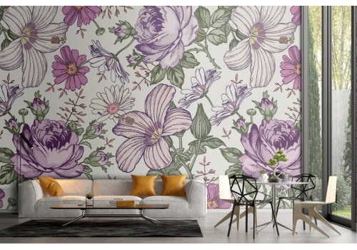 Refined flowers wallpaper nature decoration.