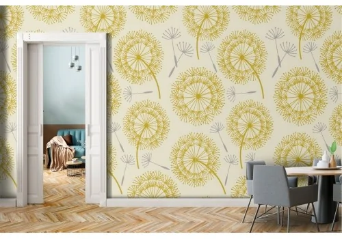 Yellow flowers vintage nature pattern wallpaper.