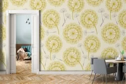 Yellow flowers vintage pattern wallpaper.