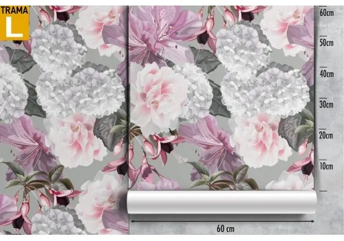 Pink and white flowers wallpaper modern design. 2