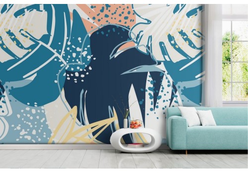 Tropical leaves nature stylized modern wallpaper.