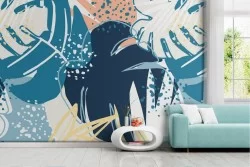 Tropical leaves nature stylized modern wallpaper.