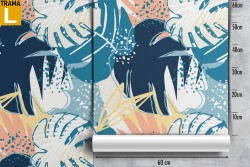 Carta da Parati foglie tropicali natura stilizzata moderna.