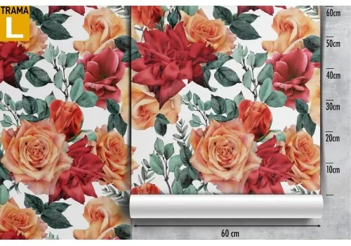 Carta da Parati rose fiori natura pattern vintage. 2