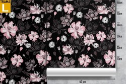 Pink flowers wallpaper black background modern nature.