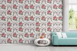 Red roses vintage nature pattern wallpaper.