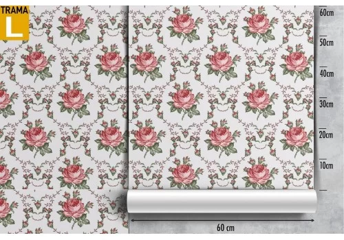 Carta da Parati rose rosse pattern natura vintage. 2