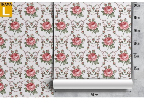 Red roses vintage nature pattern wallpaper. 2