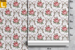 Carta da Parati rose rosse pattern natura vintage.