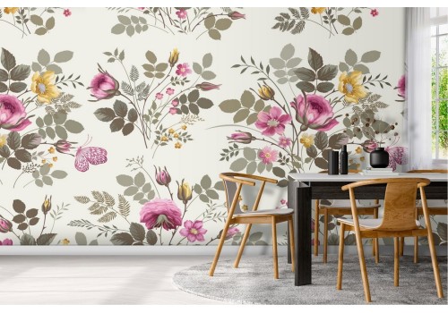 Wallpaper flowers nature vintage pattern design.