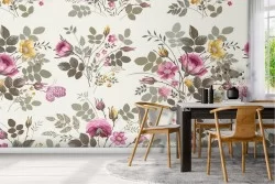 Wallpaper flowers nature vintage pattern design.