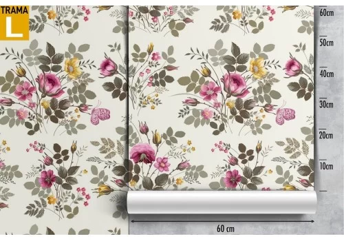 Carta da Parati fiori natura vintage pattern design. 2