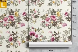 Carta da Parati fiori natura vintage pattern design.