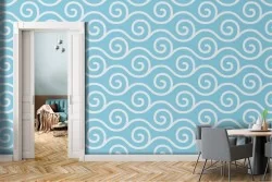 Stylized wave pattern blue wallpaper.