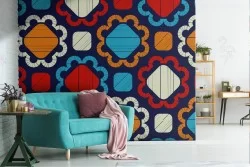 Carta da Parati mosaico design vintage pattern.